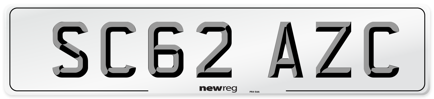 SC62 AZC Number Plate from New Reg
